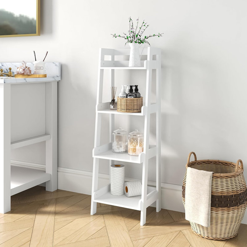 Latitude Run® 4-Tier Ladder Shelf, Bathroom Shelf Freestanding, 4